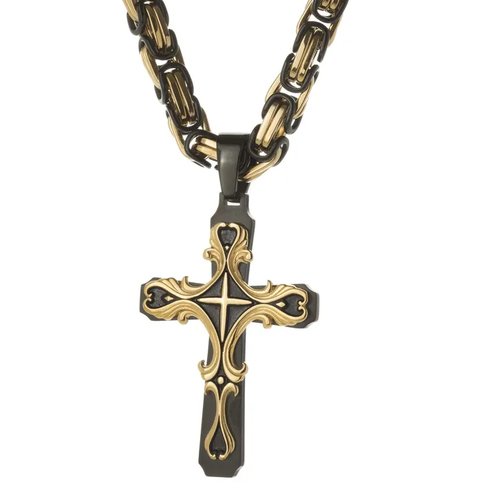 Black Gold Tribal Cross Necklace SpicyIce Necklaces