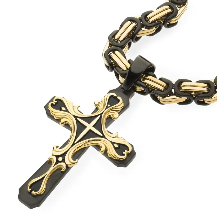 Black Gold Tribal Cross Necklace SpicyIce Necklaces