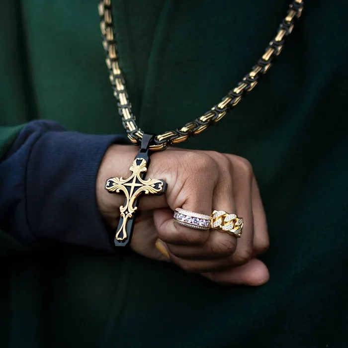 Black Gold Tribal Cross Necklace SpicyIce Necklaces