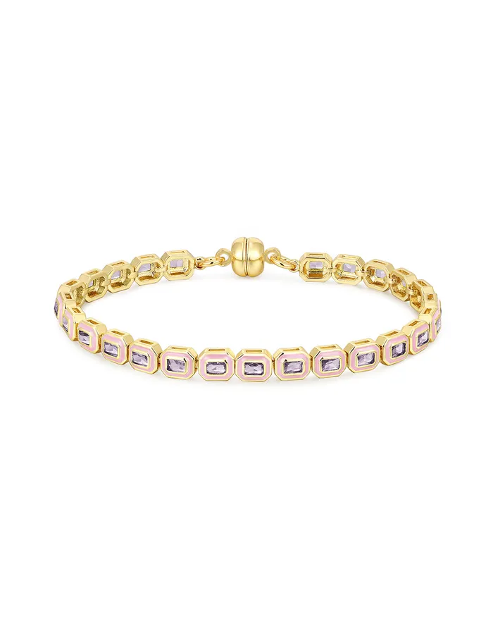 Bracelets Luv Aj Bezel Emerald Ballier Tennis Bracelet Baby Pink Gold