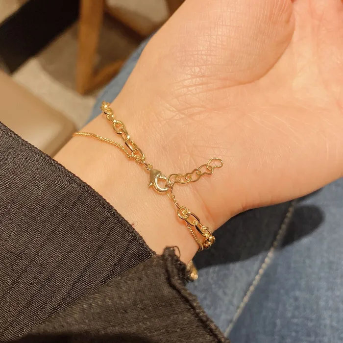 Bracelets Refined by AnnaKaci Double Layered Gold Chain Bracelet with Safety Pin Charm Bracelets Refined by AnnaKaci Double Layered Gold Chain Bracelet with Safety Pin Charm