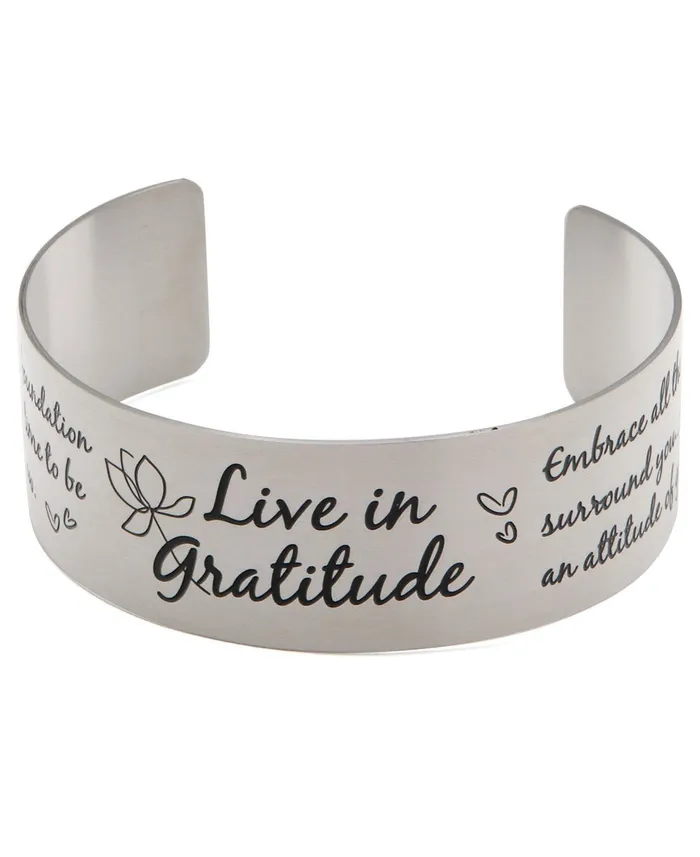 Buddha Groove Bracelets Live in Gratitude Stainless Steel Adjustable Inspirational Cuff Bracelet Buddha Groove Bracelets Live in Gratitude Stainless Steel Adjustable Inspirational Cuff Bracelet