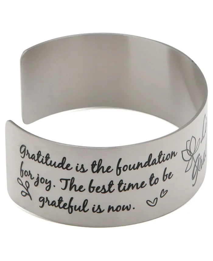 Buddha Groove Bracelets Live in Gratitude Stainless Steel Adjustable Inspirational Cuff Bracelet
