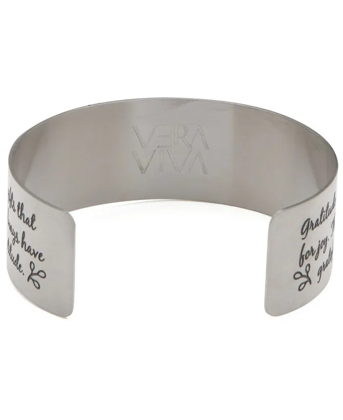 Buddha Groove Bracelets Live in Gratitude Stainless Steel Adjustable Inspirational Cuff Bracelet