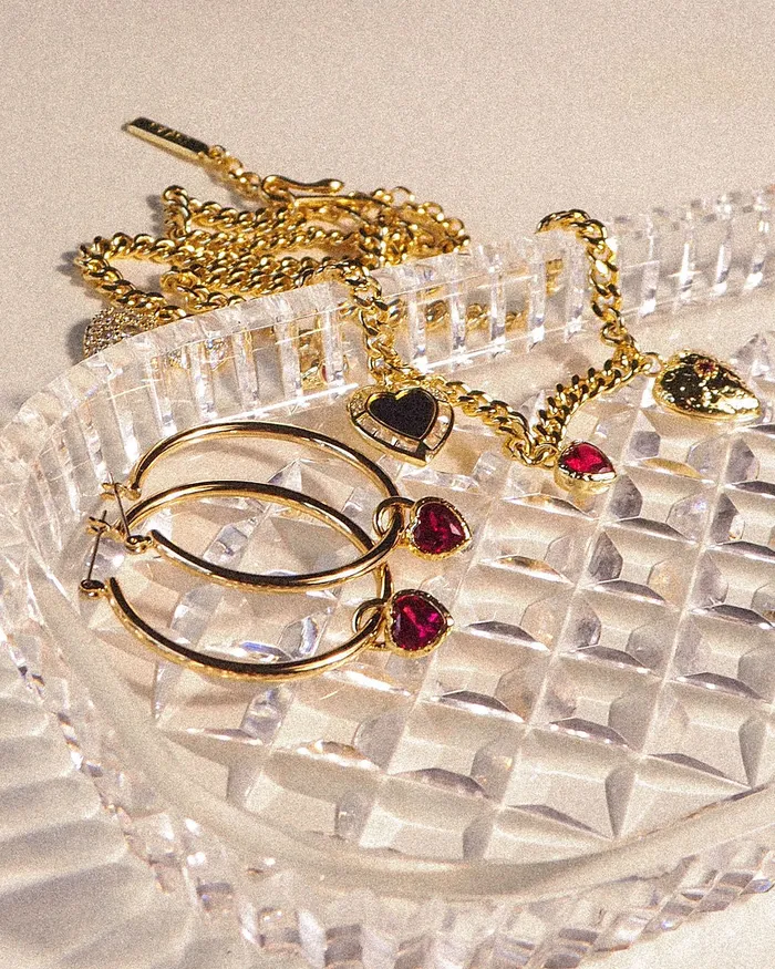 Charm Necklaces Luv Aj Bezel Heart Charm Hoops Silver