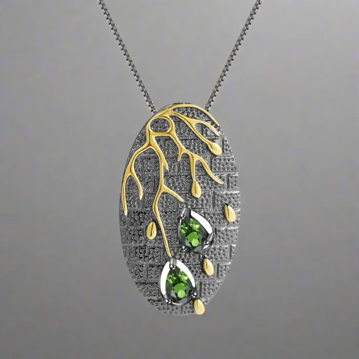 Drips From Yggdrasil Highgrade Sterling Silver Necklace With Natural Amethyst Viking Trinkets Necklaces