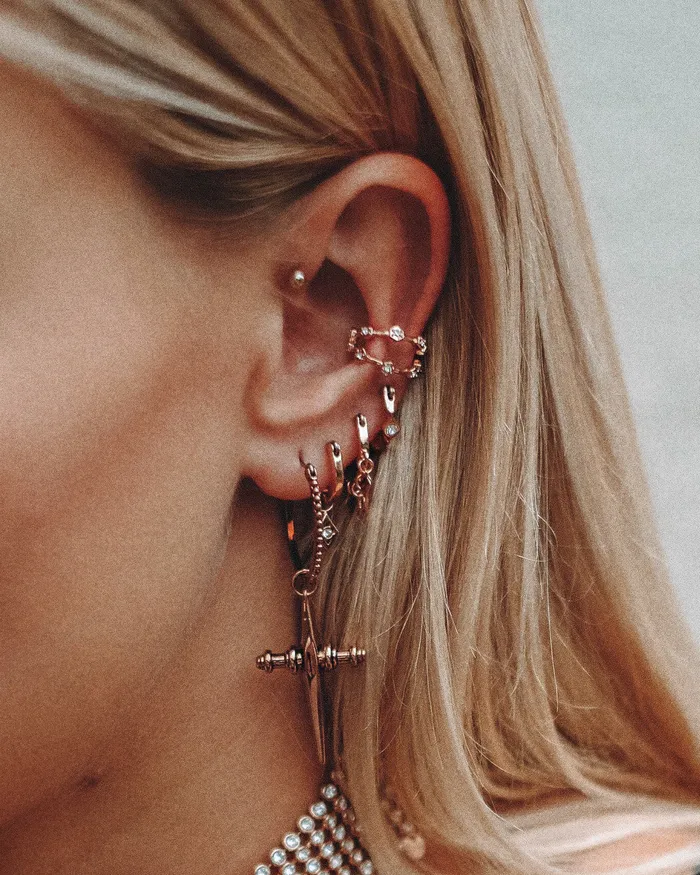 Earrings Cross Hoops Rose Gold Luv Aj