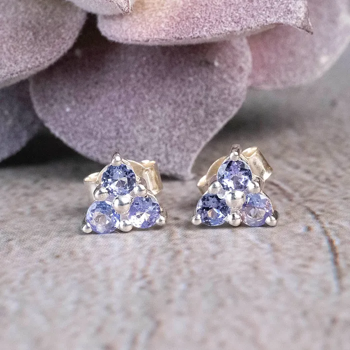 Earrings InnerVision Crystals Tanzanite Stud Earrings 3mm 925 Silver