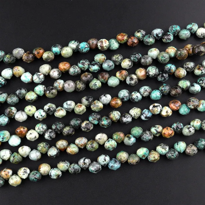 Earrings Intrinsic Trading Natural African Turquoise Faceted 6mm Rounded Briolette Teardrop Beads Good For Earrings 155 Strand