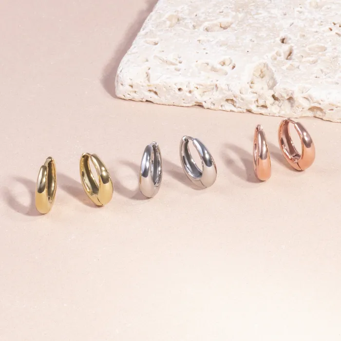 Earrings miabijoux Stainless small puffy hoop earrings
