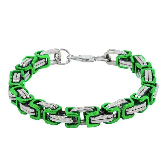 Green Silver Byzantine Bracelet SpicyIce Bracelets