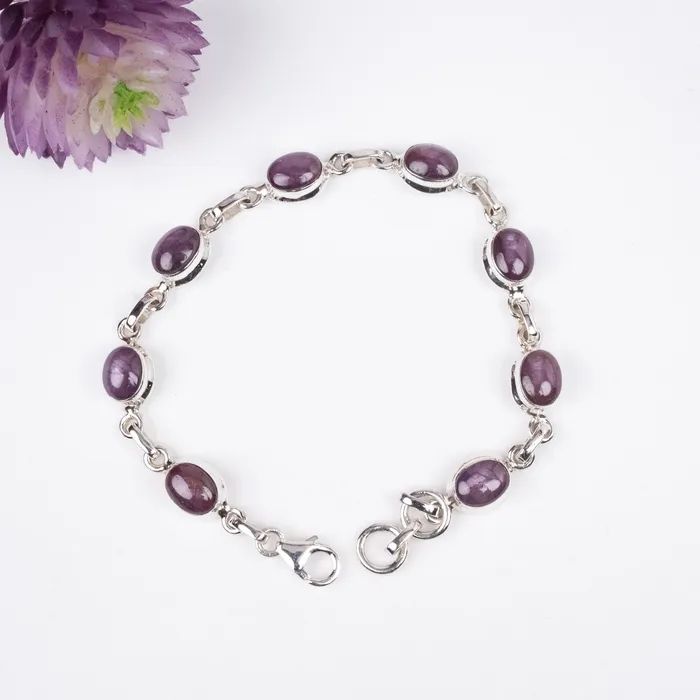 InnerVision Crystals Bracelets Star Ruby Bracelet Adjustable 925 Silver