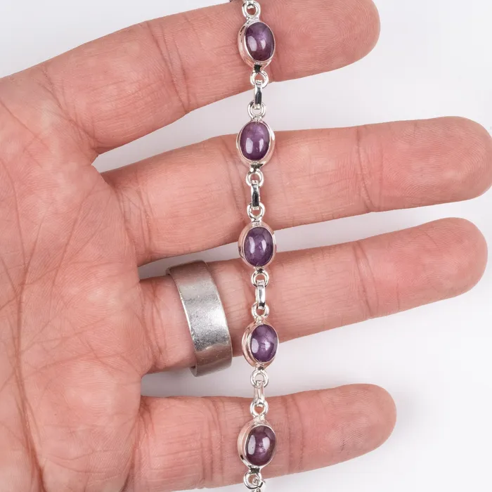 InnerVision Crystals Bracelets Star Ruby Bracelet Adjustable 925 Silver