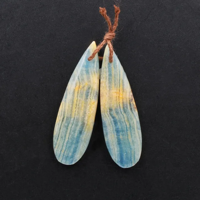 Intrinsic Trading Earrings Rare Natural Blue Calcite Teardrop Earring Pairs Cabochon Cab Drilled Matched Gemstone Earrings Bead Pairs