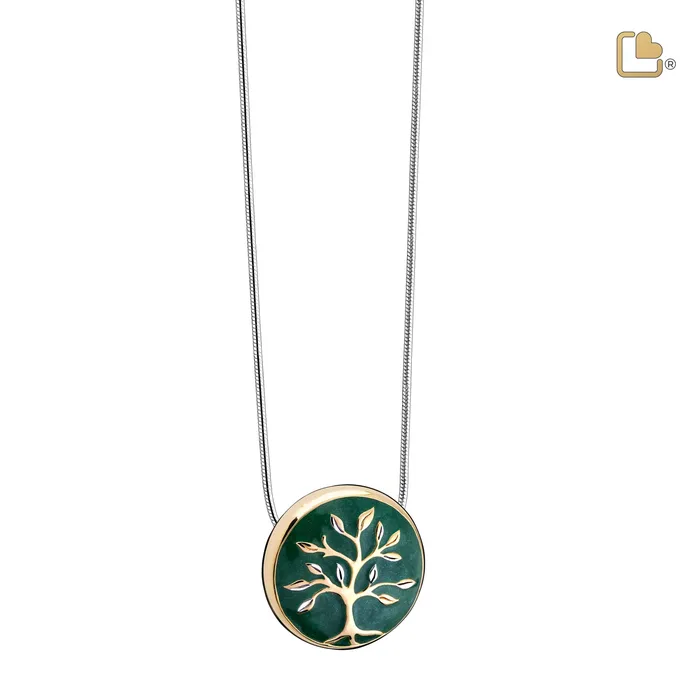 LoveUrns Treasure Necklaces Tree of Life Two Tone Sterling Silver Cremation Pendant