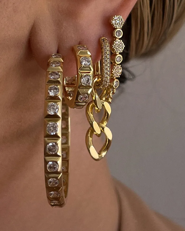 Luv Aj Mini Pyramid Stud Hoops Gold Earrings