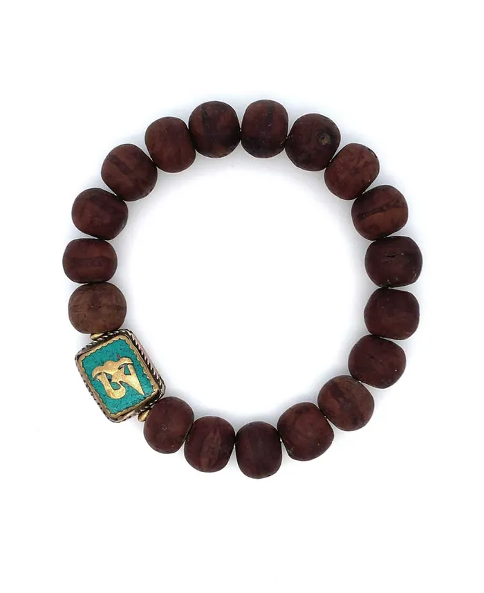 Mens Bodhi Seed Tibetan Om Stretch Bracelet Buddha Groove Bracelets