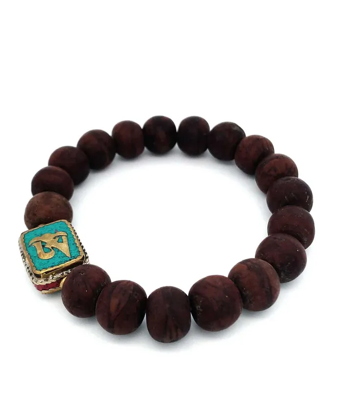 Mens Bodhi Seed Tibetan Om Stretch Bracelet Buddha Groove Bracelets