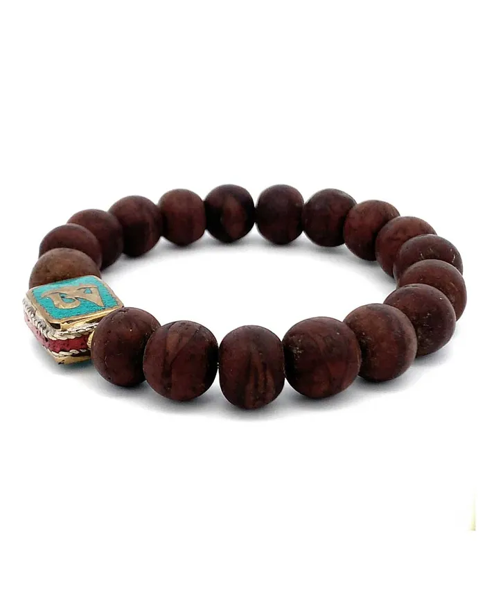 Mens Bodhi Seed Tibetan Om Stretch Bracelet Buddha Groove Bracelets