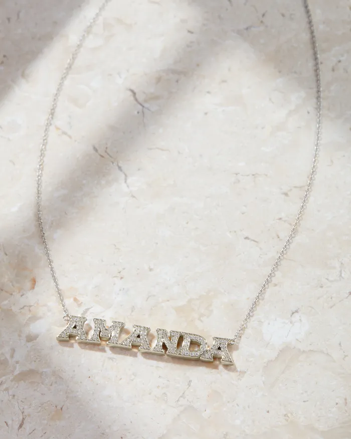 Necklaces Pave Nameplate Necklace Luv Aj Fine