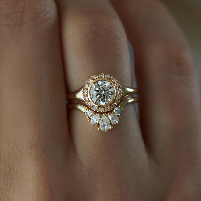 Rings ARTEMER Pear Brilliant Diamond Crown Nesting Wedding Ring