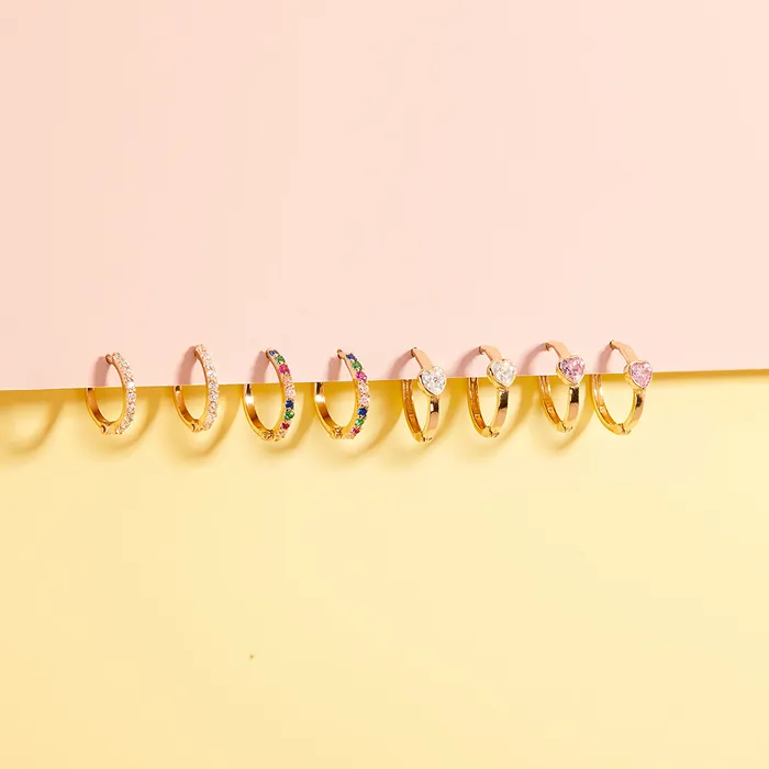 18k Gold Sparkling Heart Kids Childrens Girls Earrings Hoop Kids Hoop Earrings Earrings