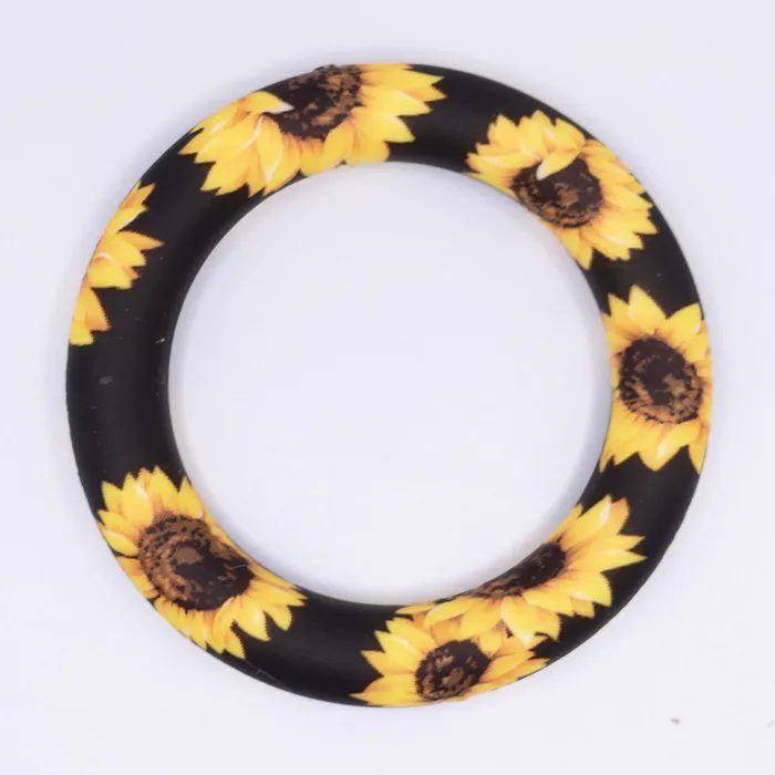 65mm Printed Design Round Ring Silicone Focal Beads Accessory The BumbleBead Company Rings