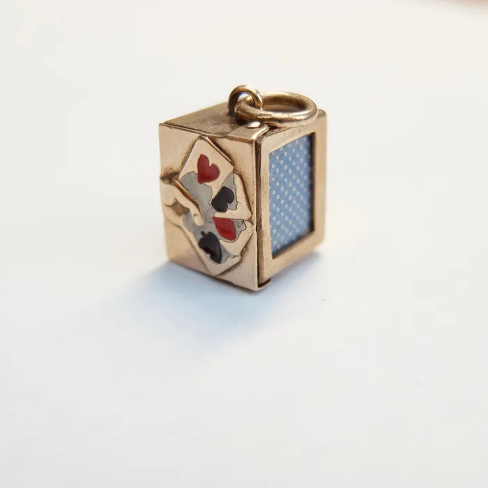 aliceeden Charm Necklaces Vintage 9ct Gold Opening Deck of Cards Charm