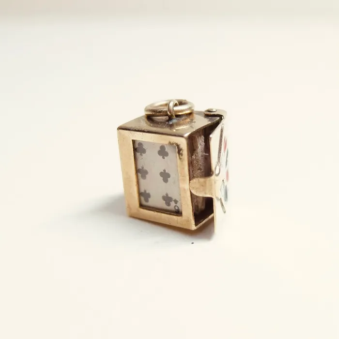 aliceeden Charm Necklaces Vintage 9ct Gold Opening Deck of Cards Charm