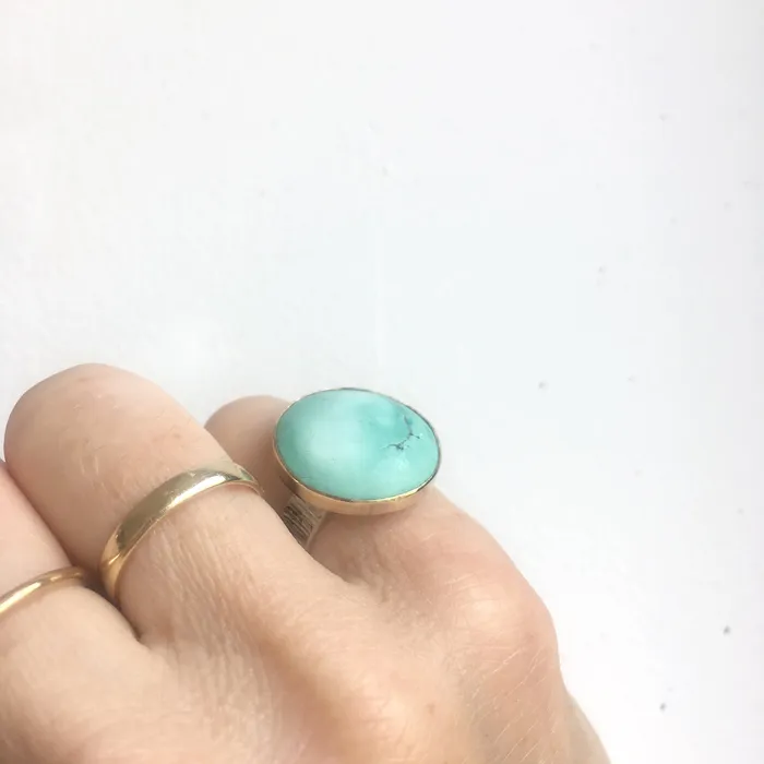 aliceeden Rings Tibetan Turquoise Gemstone Ring Set in 9ct Gold Sterling Silver HEALING