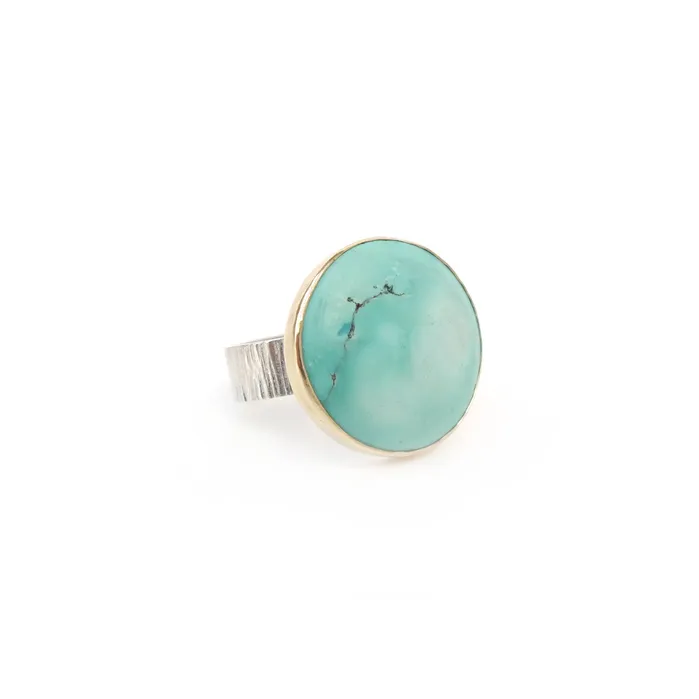 aliceeden Rings Tibetan Turquoise Gemstone Ring Set in 9ct Gold Sterling Silver HEALING