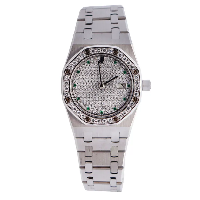 Audemars Piguet Royal Oak 34mm Pave Dial Watch Ref 15054BCZZ0789BC01 Happy Jewelers Watches