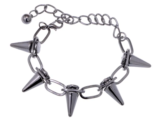Bracelets Alilang Five Point Studded D Punk Rock Chain Link Bracelet