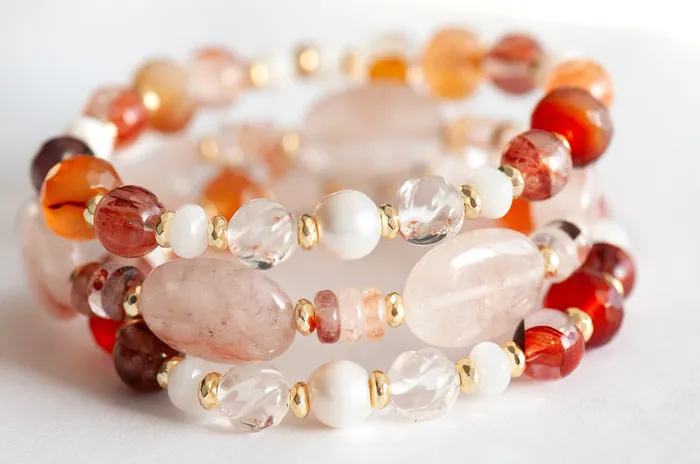 Bracelets Fierce Lynx Designs Aphrodite Blood Quartz Carnelian Pearl Bracelet Set Bracelets Fierce Lynx Designs Aphrodite Blood Quartz Carnelian Pearl Bracelet Set