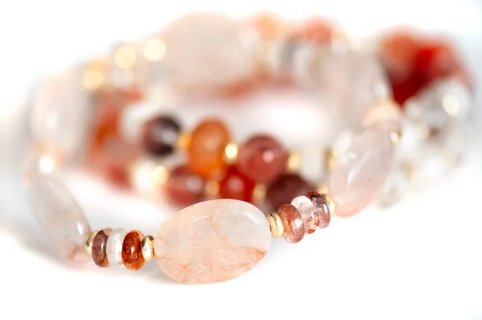 Bracelets Fierce Lynx Designs Aphrodite Blood Quartz Carnelian Pearl Bracelet Set