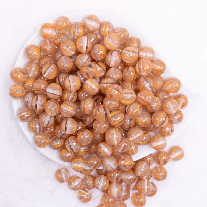 Earrings The BumbleBead Company 12mm Gold Cats Eye Acrylic Bubblegum Beads 20 Count