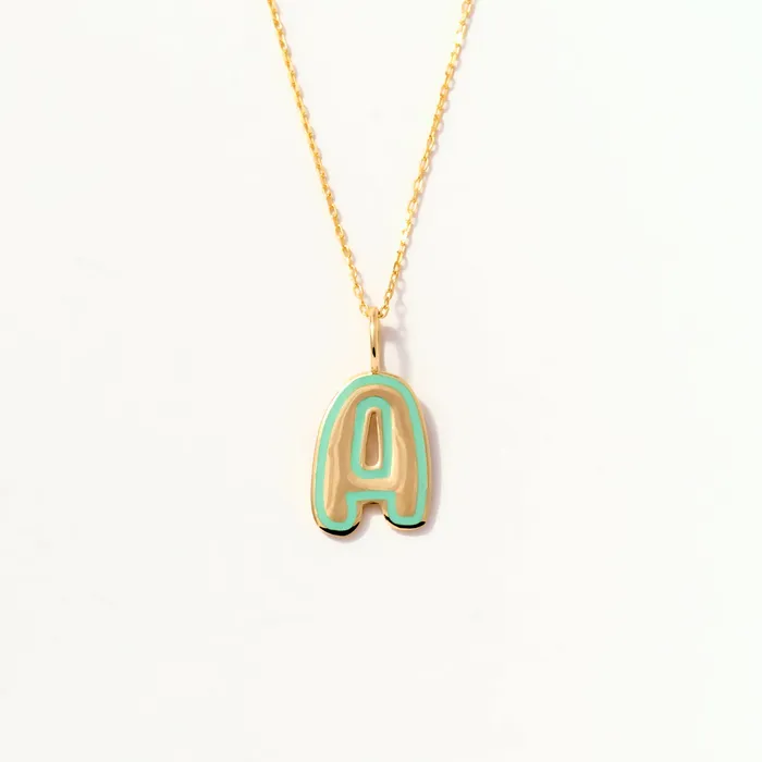 Enamel Bubble Initial Necklace Gelin Diamond Necklaces