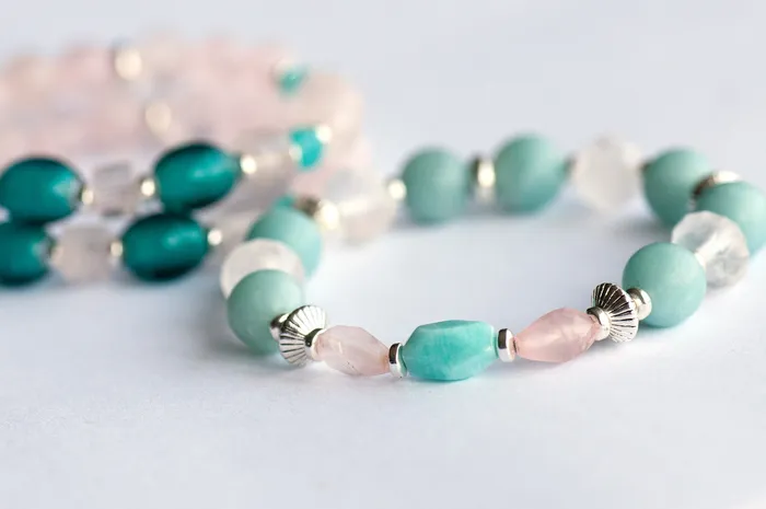 Fierce Affection Rose Quartz Amazonite Bracelet Set Fierce Lynx Designs Bracelets