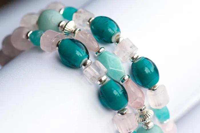 Fierce Affection Rose Quartz Amazonite Bracelet Set Fierce Lynx Designs Bracelets