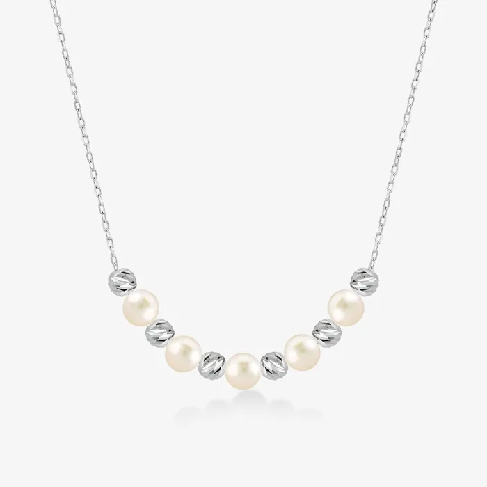 Gelin Diamond Bead and Pearl Station Necklace Necklaces