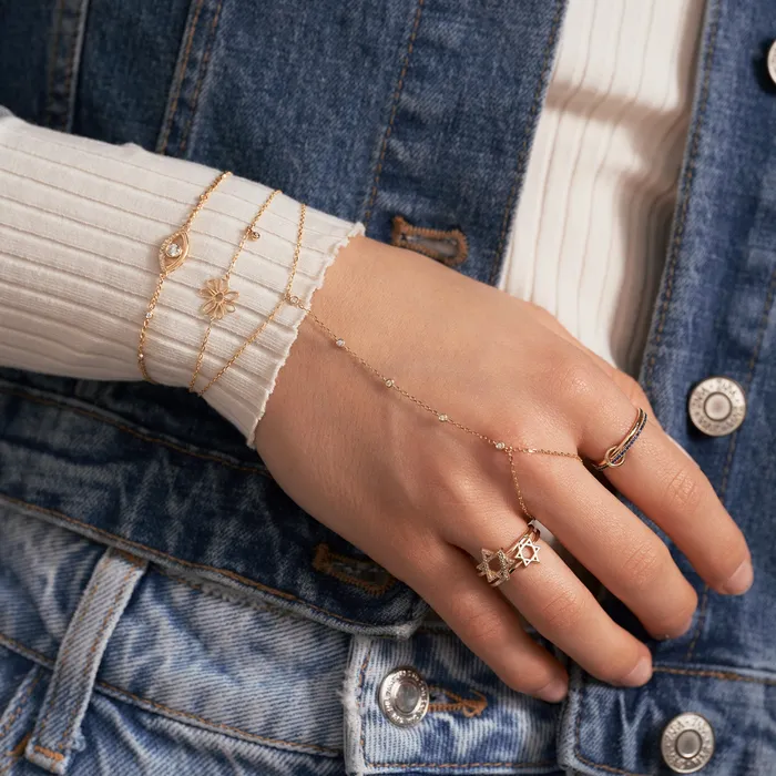 Gelin Diamond Diamond BezelSet Station Hand Chain Bracelet Bracelets