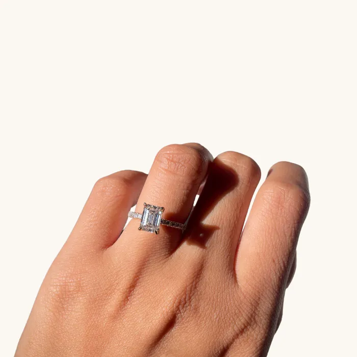 Happy Jewelers 170 Emerald Lab Diamond Engagement Ring Rings