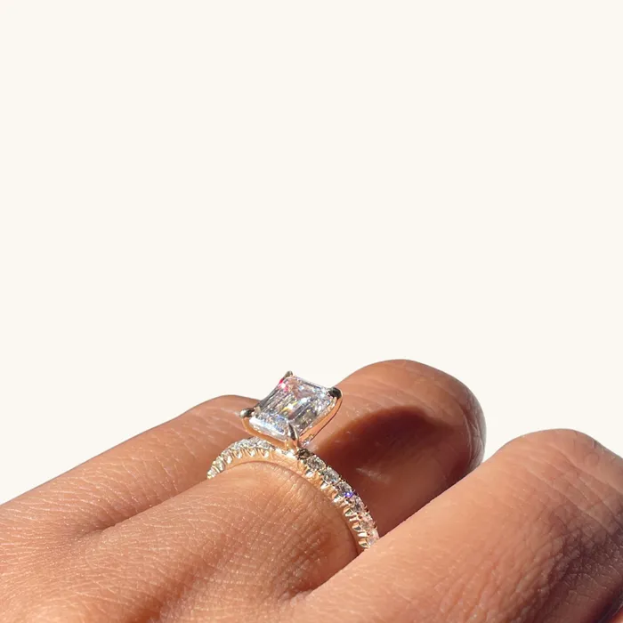 Happy Jewelers 170 Emerald Lab Diamond Engagement Ring Rings