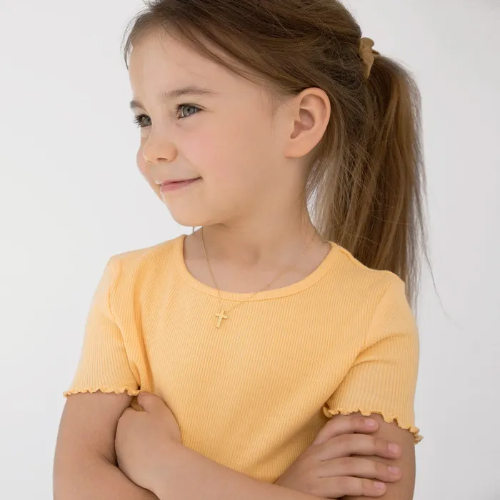 Necklaces 14k Gold Star Cutout Cross Kids Childrens Girls PendantNecklace Kids Necklaces Pendants