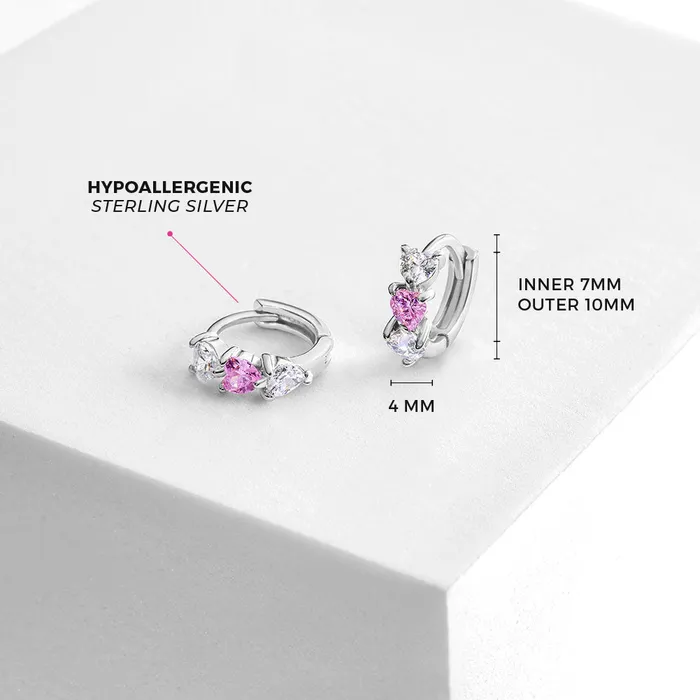 Necklaces 925 Sterling Silver Pink Clear CZ Heart Necklace Jewelry Set For Young Girls Kids Jewelry Sets