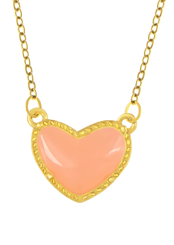 Necklaces Refined by AnnaKaci Golden Tone Love Heart Natural Stone Pendant Necklace Birthday or Christmas Jewelry for Women