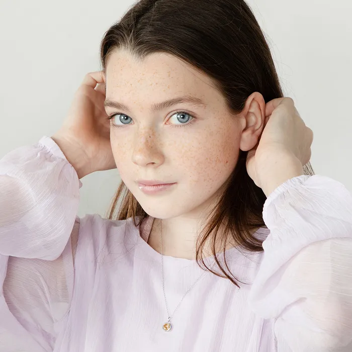 Necklaces Teen Necklaces Birthstone Cubic Zirconia Pendant 9mm Kids Childrens Girls PendantNecklace Sterling Silver