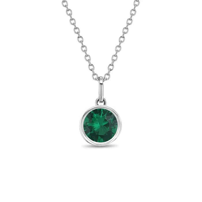 Necklaces Teen Necklaces Birthstone Cubic Zirconia Pendant 9mm Kids Childrens Girls PendantNecklace Sterling Silver
