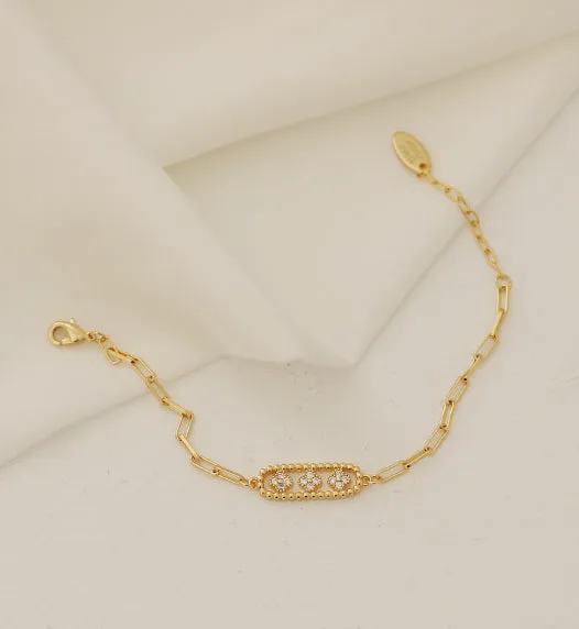 Refined by AnnaKaci Triple Flower 18K Gold Plated Bracelet Bracelets