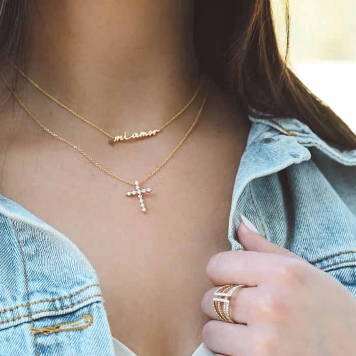 Shared Prong Cross Necklace Happy Jewelers Necklaces